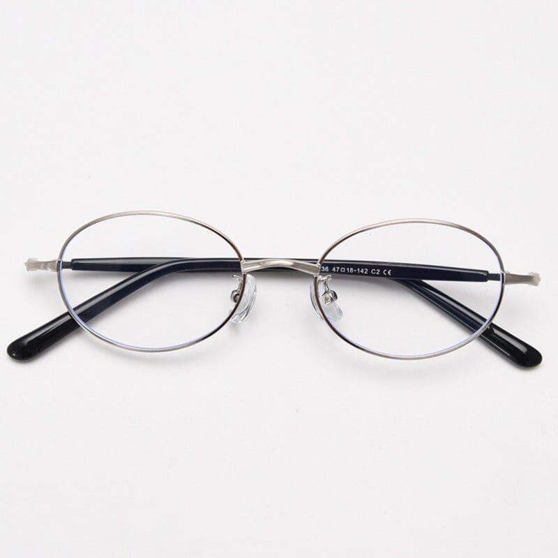 Nikki Vintage Oval Eyeglasses Frame Browline Frames Southood Silver 