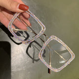 Josiene Oversized Square Rhinesotne Eyeglasses Frame
