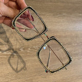 Josiene Oversized Square Rhinesotne Eyeglasses Frame