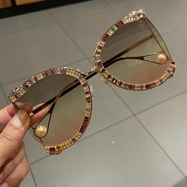 Becky Luxury CZ Rhinestone Oversized Sunglasses