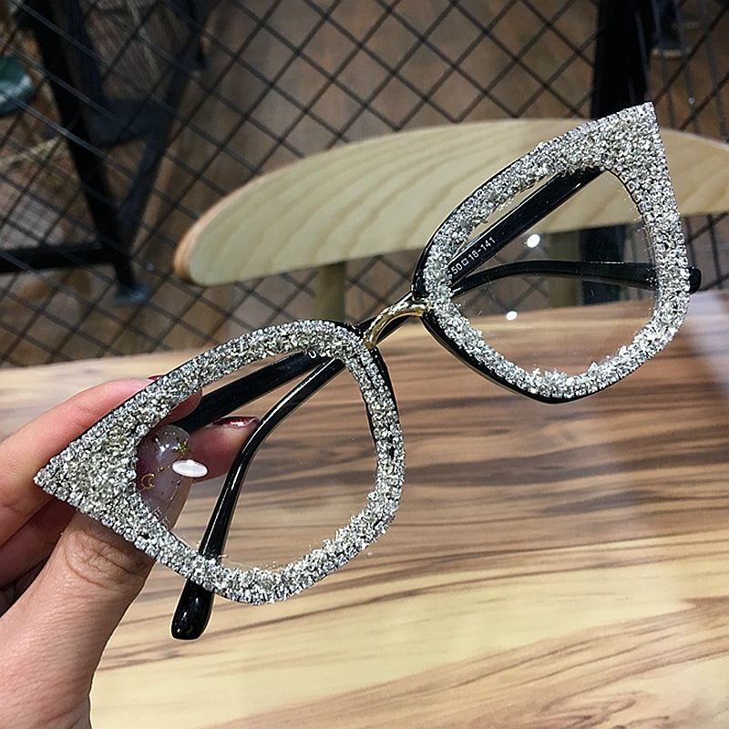 Olga Rhinestones Cat Eye Glasses Frame