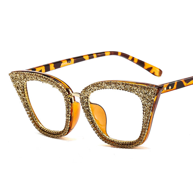 Olga Rhinestones Cat Eye Glasses Frame