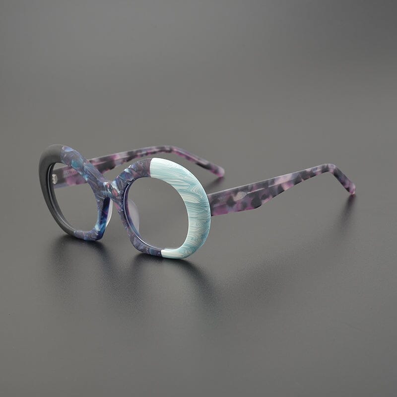 Ring Acetate Oversized Glasses Frame Geometric Frames Southood Mattte Black Purple 