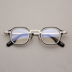 Sebert Retro Acetate Glasses Frame Rectangle Frames Southood Black Silver 