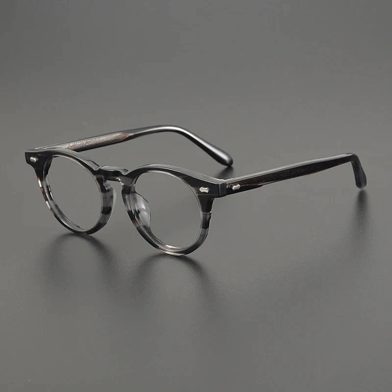 Wade Vintage Acetate Round Glasses Frame Round Frames Southood Striped Gray 